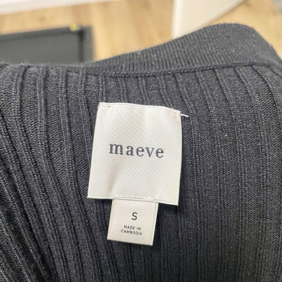 Anthropologie Maeve Satin Cuff Ribbed Polo Sweater Punk Goth Black size Small - Picture 9 of 10